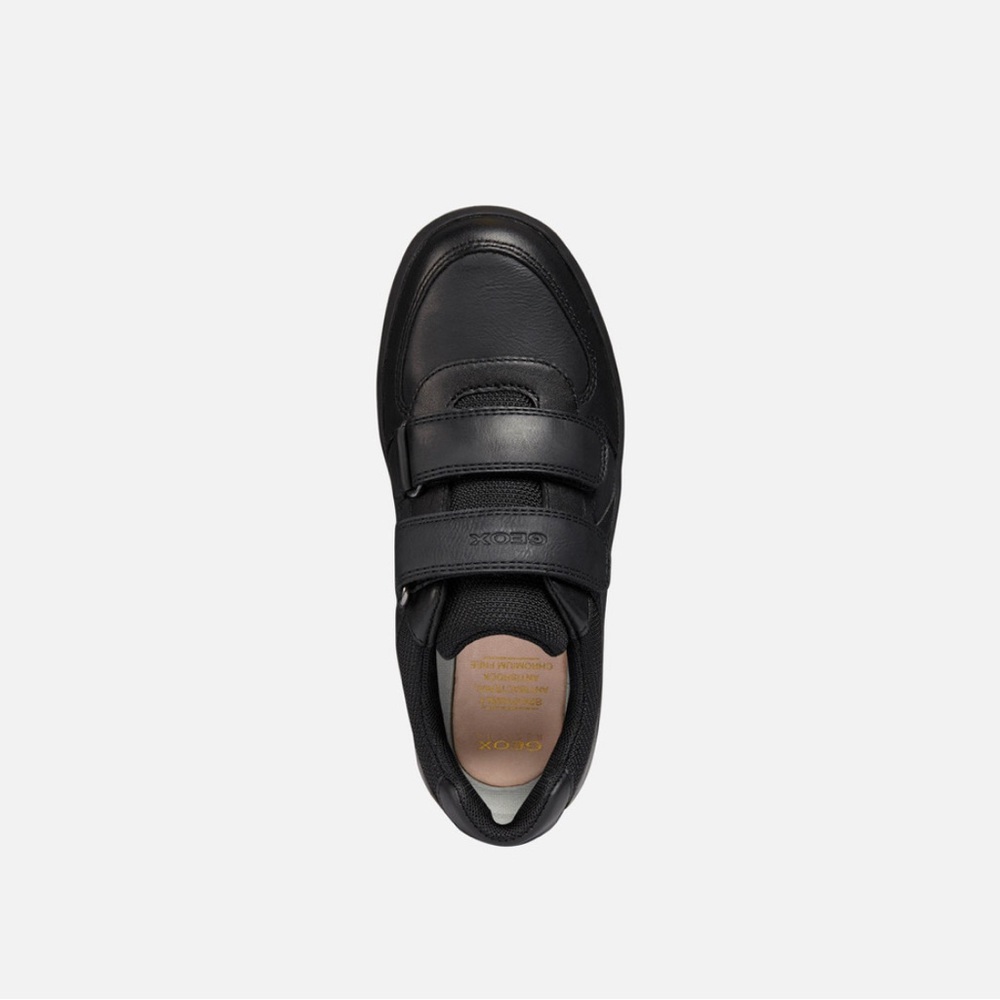 Geox Black Velcro Leather School Shoes / Sneakers New In Box
